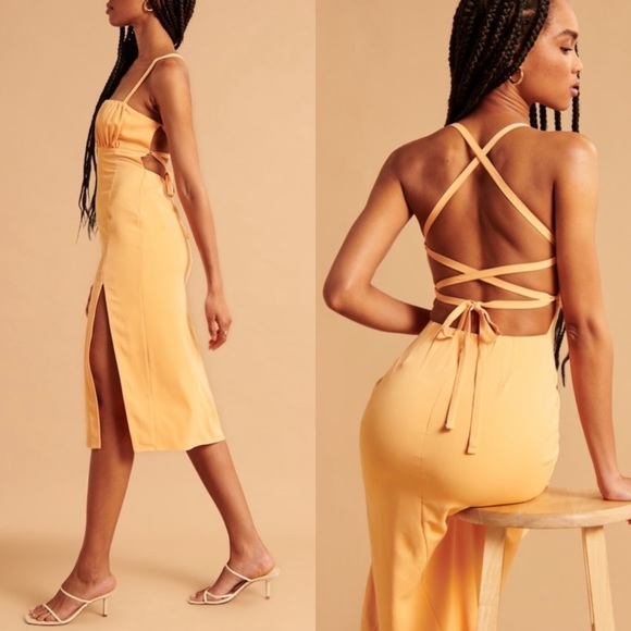 NWT Abercrombie and Fitch A&F Strappy Back Midi Dress, S - Picture 2 of 6